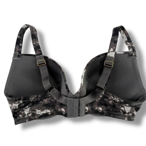 Le Mystere Safari Plunge T Shirt Bra Size 32G Black Marble Print Underwire - Picture 5 of 9